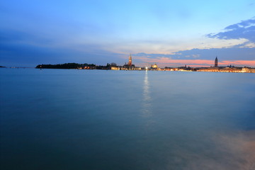 Venice at dusk. The city in twilight time. Italy