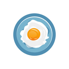 fried egg on a plate illustration, isolated on white background.