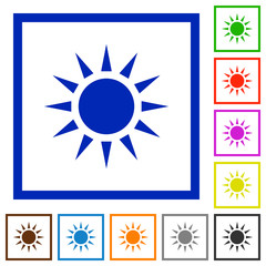 Sun flat framed icons