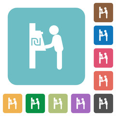 New Shekel cash machine rounded square flat icons