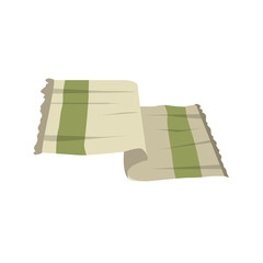Vector cartoon flat style light green towel vector icon.  Stylized bath and spa accessory isolated on white background.