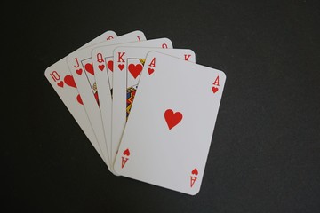Royal flush of hearts