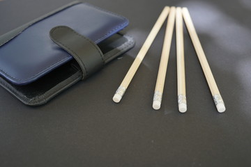 Pencils and notebook case