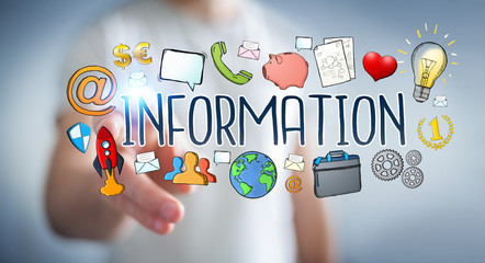 Businessman using hand-drawn presentation