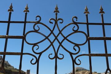 vintage fence with peaks