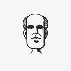 Fototapeta premium Drawn grunge grim graphic icon of a man's head. Vector illustration of people with an original hairdo. Portrait of a guy in a modern style design