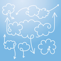 Set of speech bubbles with arrows