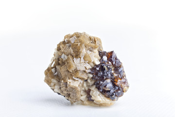 Flluorite and sphalerite on white background.