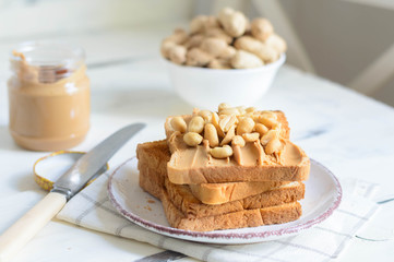 peanut butter on toasted bread