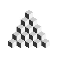 Pyramid of cubes. 3D vector illustration isolated on white background.