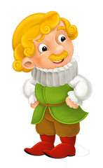 colored cartoon character - young palace dweller - standing watching and smiling - isolated - illustration for children