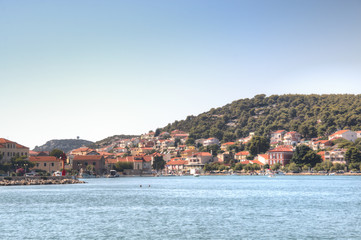 Fototapeta na wymiar View over Tisno village on Murter island in Croatia 
