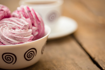 fruit marshmallows and the cup of tea