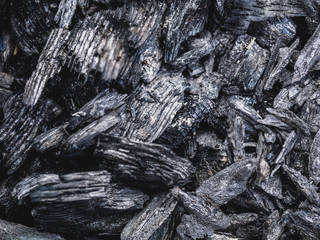 The texture of the coal left from the fire as a background
