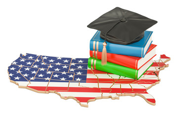 Education in USA concept, 3D rendering