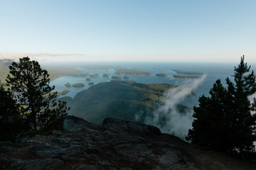 Coastal view with islands and clouds