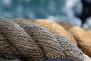 View to the see from boat above the rope 