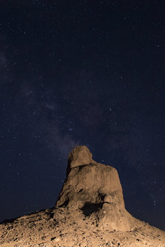 Milkyway and rock formation at Trona Pinnacles