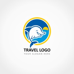 Travel Logo With Dolphin Icon