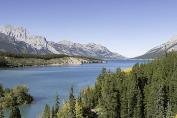 Fototapeta na wymiar Above Abraham Lake on the David Thompson Highway 11, Alberta, Canada