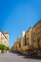 Obraz premium The road leading to the entrance of the mosque church in Cordoba, Spain, Europe