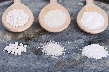 Granulated cassava (tapioca) on black background