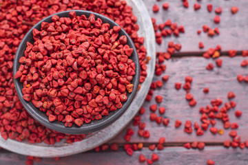  Seeds of achiote, originating from central america and parts of south america is used to season food