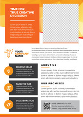 Naklejka premium Orange Phamphlet or Flyer in A4 Size | Perfect for professional, creative, coorporate, agency, company promotion