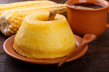 Brazilian sweet dessert corn cake