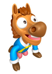 Korea Traditional 3D Horse Mascot is a polite greeting. 3D Animal Character Design Series.
