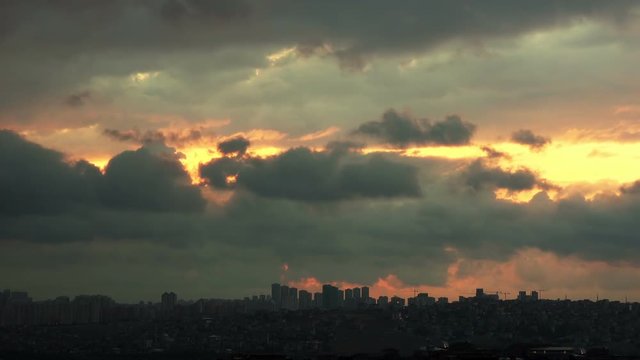 Beautiful cloudy sky at sunset, time lapse