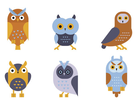Cartoon owl bird cute character symbol sleep sweet owlet vector illustration.
