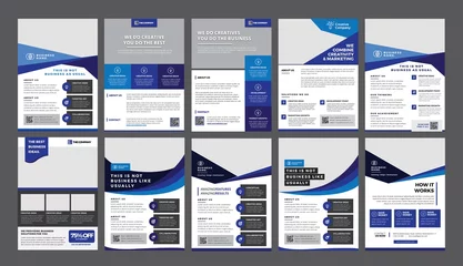 Foto op Canvas a bundle of 10 templates of a4 flyer template, modern template, in blue color, and modern design, perfect for creative professional business © webelemento