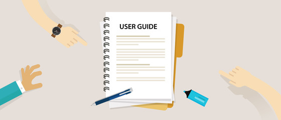 user guide document on table book manual - obrazy, fototapety, plakaty
