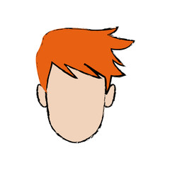 young man face cartoon profile people image