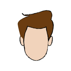 young man face cartoon profile people image