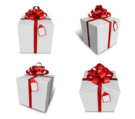 3d decorated anniversary present with red ribbon