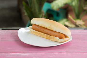 Hot dog on the plate