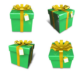 3D lime green square gift box set. 3D Icon Design Series.