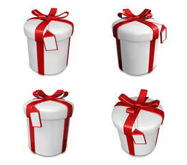 3D white gift box set in a round. 3D Icon Design Series.