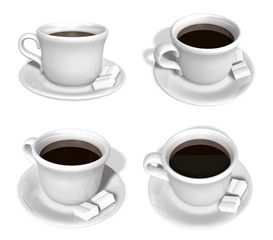 3D Cup of coffee and a sugar cube icon. 3D Icon Design Series.