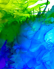 Abstract raster blue and green splashes