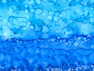 Abstract raster splattered blue with stains