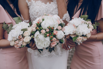 bridesmaid and bride