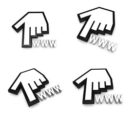 3d big white cursor range four set