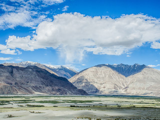 Beautiful mountain near Hunder Sand Dunes , the high altitude deserts in the world
