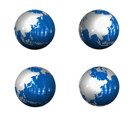 3d blue globe range four set . 3D Icon Design Series.