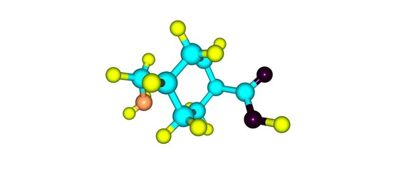 Tranexamic acid molecular structure isolated on white