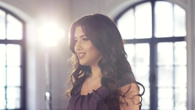 Singing girl in the spotlight