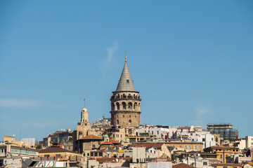Fototapeta na wymiar Galata Tower from Byzantium times in Istanbul